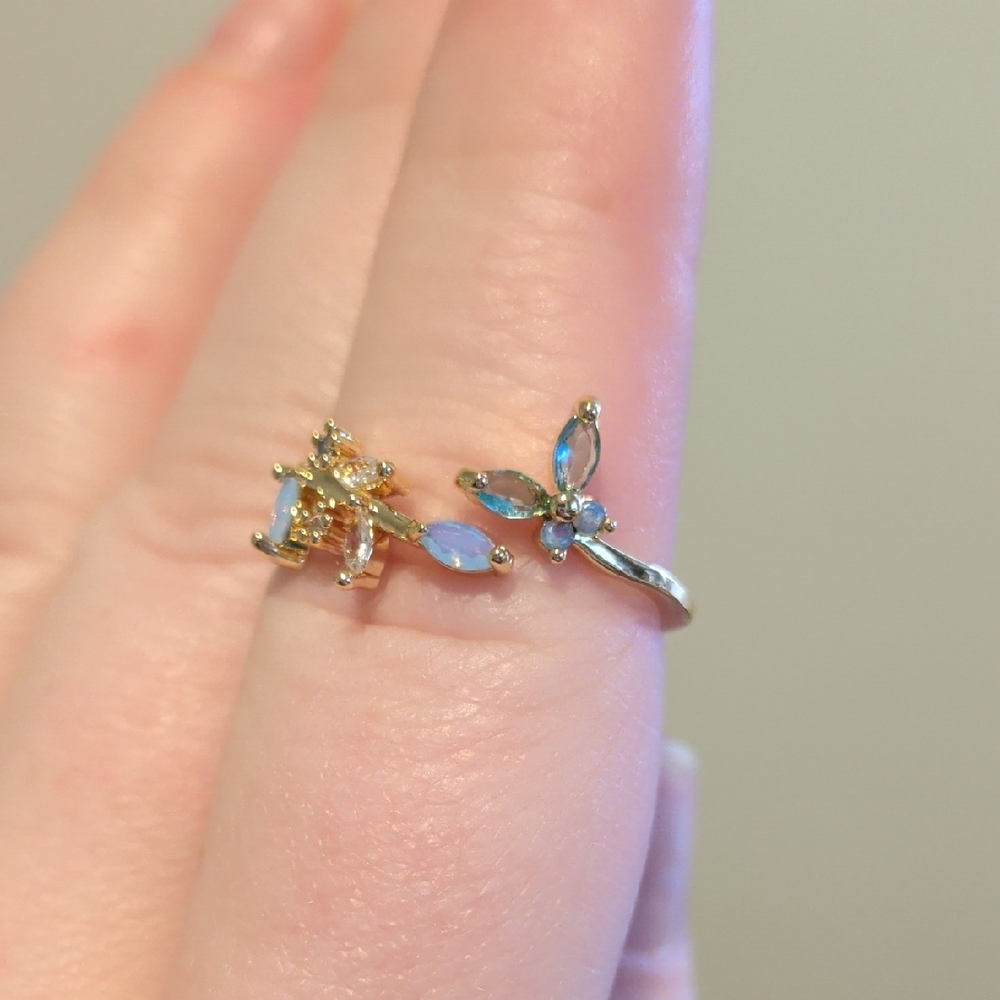 Adjustable Blue Butterfly Ring